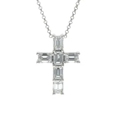 Josephs Jewelers Necklaces And Pendants>18K White Gold Diamond Cross Necklace