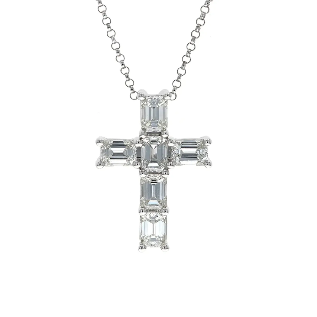 Josephs Jewelers Necklaces And Pendants>18K White Gold Diamond Cross Necklace