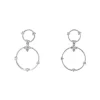 Josephs Jewelers Earrings>14K White Gold Diamond Double Circle Dangle Earrings