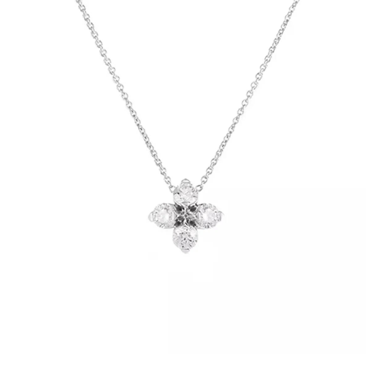 Josephs Jewelers Necklaces And Pendants>18K White Gold Diamond Flower Necklace