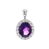 Josephs Jewelers Necklaces And Pendants>14K White Gold Diamond Halo Amethyst Pendant