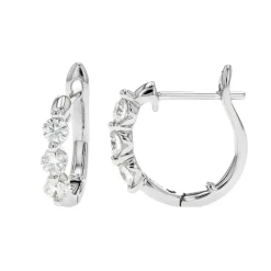 Josephs Jewelers Earrings>14K White Gold Diamond Hoop Earrings