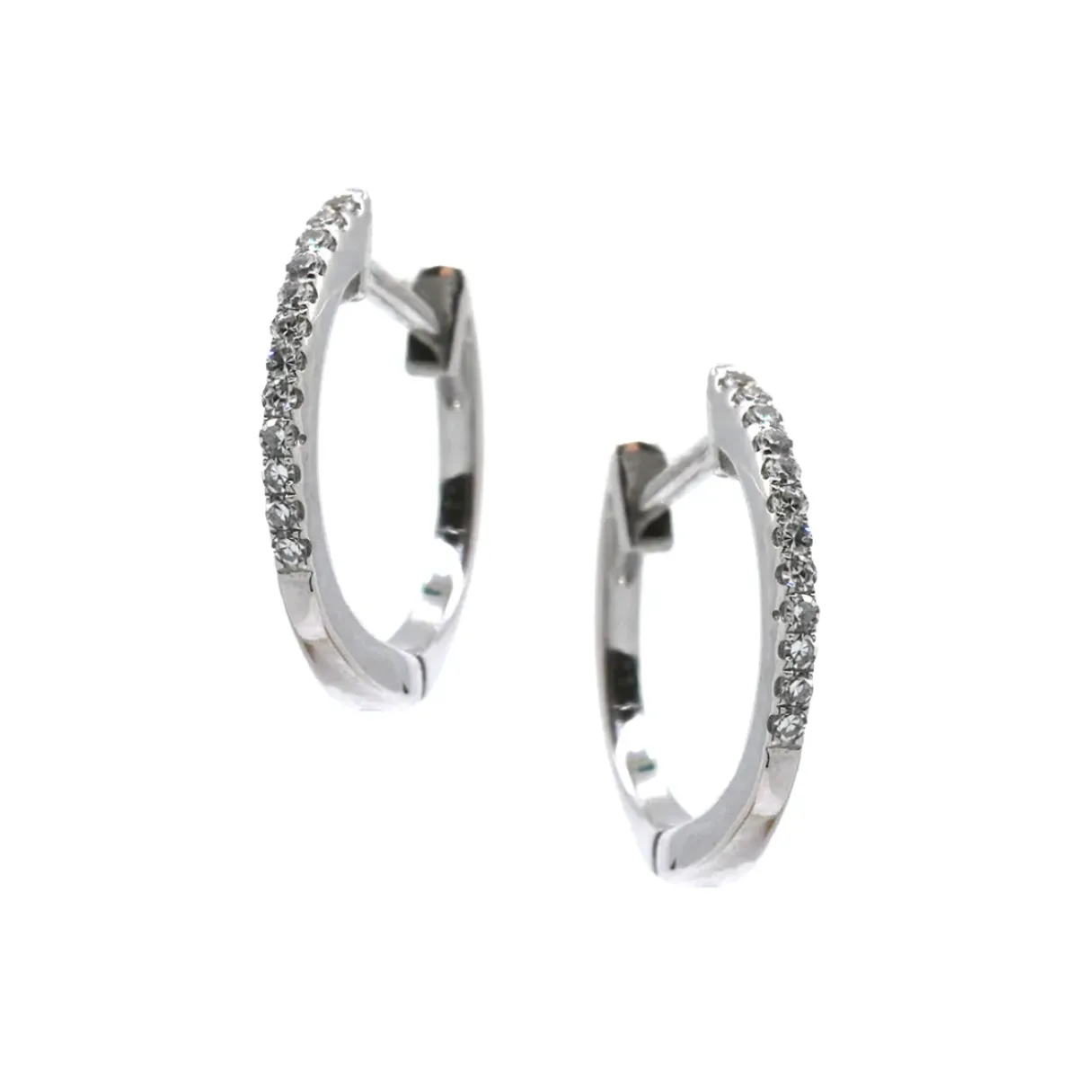 Josephs Jewelers Earrings>14K White Gold Diamond Hoop Earrings