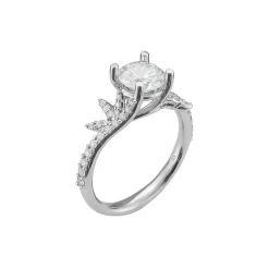 Josephs Jewelers Engagement Rings>14K White Gold Diamond Leaf Design Engagement Ring Semi-Mounting