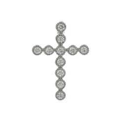Josephs Jewelers Necklaces And Pendants>14K White Gold Diamond Milgrain Cross Pendant