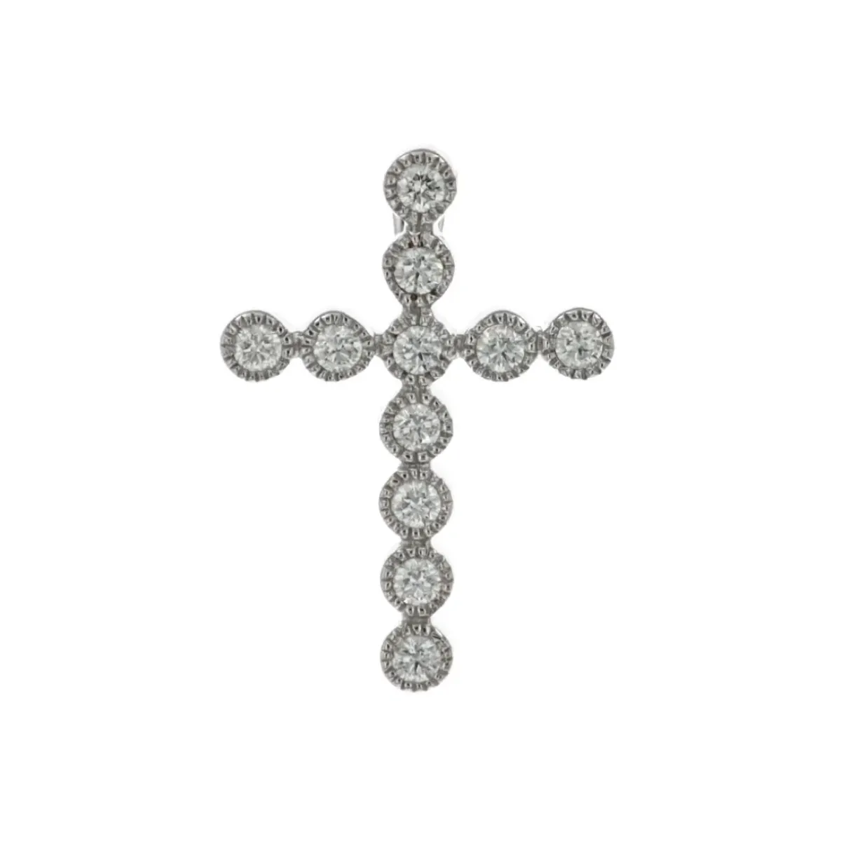 Josephs Jewelers Necklaces And Pendants>14K White Gold Diamond Milgrain Cross Pendant