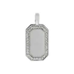 Josephs Jewelers Necklaces And Pendants>18K White Gold Diamond Rectangular Disk Pendant