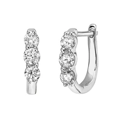 Josephs Jewelers Earrings>14K White Gold Diamond U-Hoop Earrings