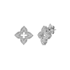 Josephs Jewelers Earrings>18K White Gold Diamond Venitian Princess Earrings