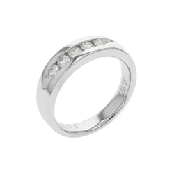 Josephs Jewelers Wedding Bands For Men>14K White Gold 5-Diamond Wedding Band