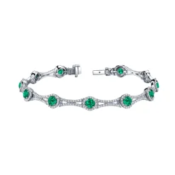 Josephs Jewelers Bracelets>14K White Gold Emerald and Diamond Bracelet