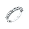 Josephs Jewelers Wedding Bands For Women>18K White Gold Emerald-Cut and Round Diamond Wedding Band