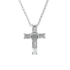 Josephs Jewelers Necklaces And Pendants>18K White Gold Emerald-Cut Diamond Cross Necklace