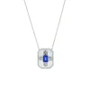Josephs Jewelers Necklaces And Pendants>14K White Gold Emerald-Cut Tanzanite and Diamond Necklace