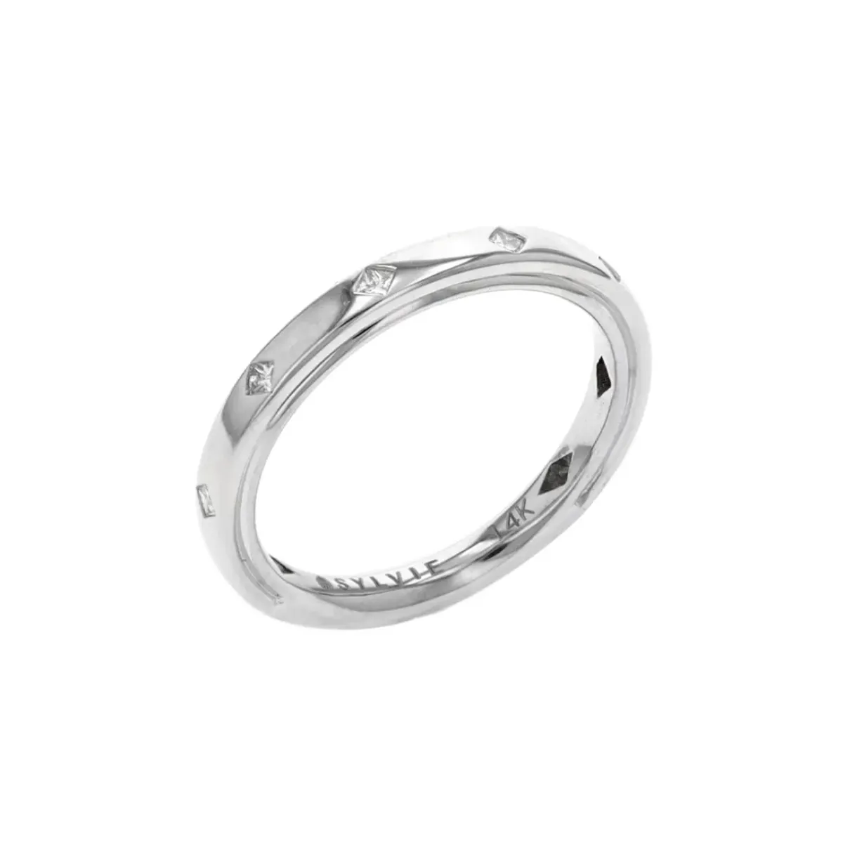 Josephs Jewelers Wedding Bands For Women>14K White Gold Flush-Set Diamond Wedding Band
