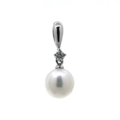 Josephs Jewelers Necklaces And Pendants>14K White Gold Freshwater Pearl and Diamond Pendant