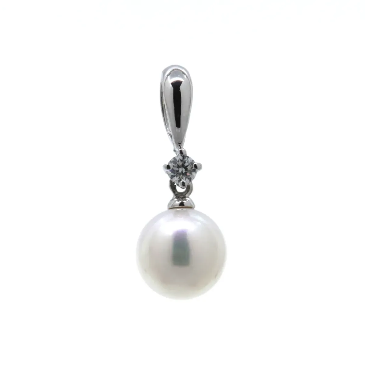 Josephs Jewelers Necklaces And Pendants>14K White Gold Freshwater Pearl and Diamond Pendant