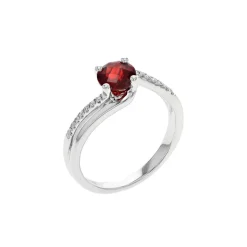 Josephs Jewelers Rings>14K White Gold Garnet and Diamond Ring