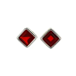 Josephs Jewelers Estate>14K White Gold Garnet Earrings