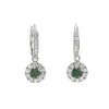 Josephs Jewelers Earrings>14K White Gold Green Diamond Halo Dangle Earrings