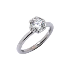 Josephs Jewelers Rings>14K White Gold Hexagonal Solitaire Diamond Engagement Ring