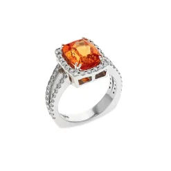Josephs Jewelers Rings>14K White Gold Imperial Topaz and Diamond Halo Ring