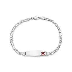 Josephs Jewelers Bracelets>14K White Gold Medical ID Figaro Bracelet