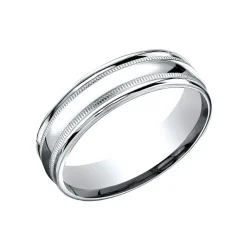 Josephs Jewelers Wedding Bands For Men>14K White Gold 6.5mm Satin and Polished Finish Wedding Band