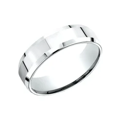 Josephs Jewelers Wedding Bands For Men>14K White Gold 6.5mm Wide Polished Finish Beveled Wedding Band
