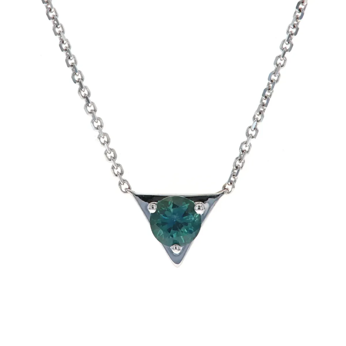 Josephs Jewelers Necklaces And Pendants>14K White Gold Montana Sapphire Triangular Necklace