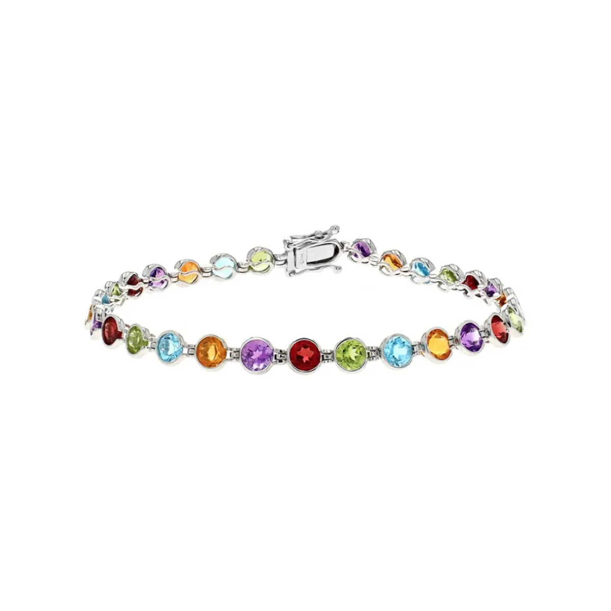 Josephs Jewelers Bracelets>14K White Gold Multicolor Gemstone Bracelet