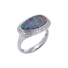 Josephs Jewelers Rings>14K White Gold Opal Doublet and Diamond Ring
