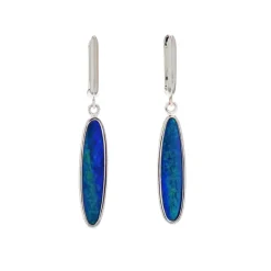 Josephs Jewelers Earrings>14K White Gold Opal Doublet Dangle Earrings
