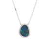 Josephs Jewelers Necklaces And Pendants>14K White Gold Opal Doublet and Diamond Necklace