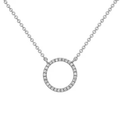 Josephs Jewelers Necklaces And Pendants>14K White Gold Open Circle Diamond Necklace