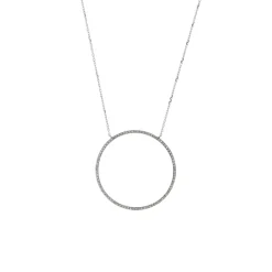 Josephs Jewelers Necklaces And Pendants>14K White Gold Open Circle Diamond Necklace