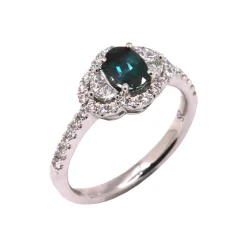Josephs Jewelers Rings>18K White Gold Oval Alexandrite and Diamond Ring