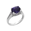 Josephs Jewelers Rings>14K White Gold Oval Amethyst and Diamond Ring