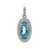 Josephs Jewelers Necklaces And Pendants>14K White Gold Oval Aquamarine and Diamond Pendant
