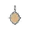 Josephs Jewelers Necklaces And Pendants>14K White Gold Oval Australian Opal and Diamond Pendant