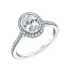 Josephs Jewelers Engagement Rings>14K White Gold Oval Cut Modern Bezel Halo Engagement Ring – Anita