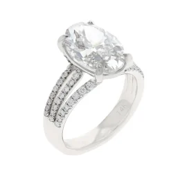 Josephs Jewelers Engagement Rings>14K White Gold Oval Cut Split Shank Engagement Ring – Florencia