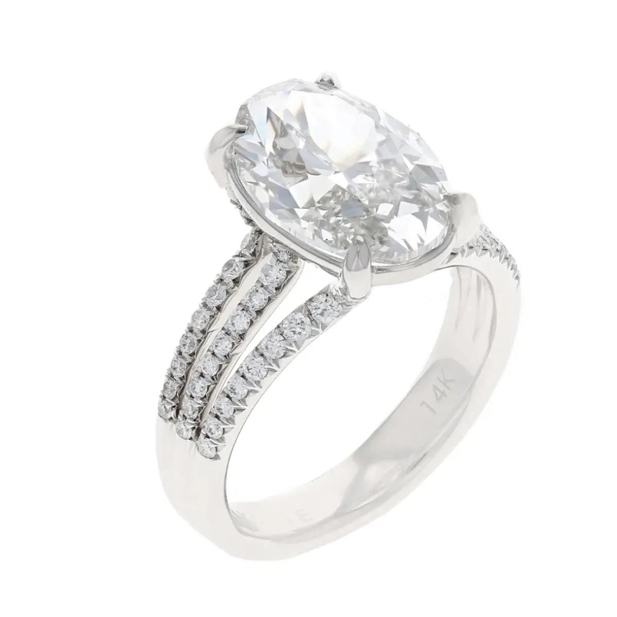 Josephs Jewelers Engagement Rings>14K White Gold Oval Cut Split Shank Engagement Ring – Florencia