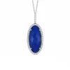 Josephs Jewelers Necklaces And Pendants>18K White Gold Oval Lapis Doublet and Diamond Pendant and Chain