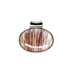 Josephs Jewelers Necklaces And Pendants>14K White Gold Oval Rutilated Quartz Pendant
