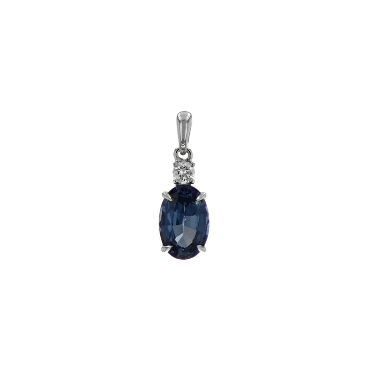 Josephs Jewelers Necklaces And Pendants>14K White Gold Oval Spinel and Diamond Pendant