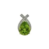 Josephs Jewelers Necklaces And Pendants>14K White Gold Pear Peridot and Diamond Pendant