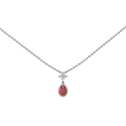 Josephs Jewelers Necklaces And Pendants>14K White Gold Pear Ruby and Diamond Necklace
