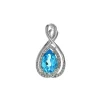 Josephs Jewelers Necklaces And Pendants>14K White Gold Pear Swiss Blue Topaz and Diamond Pendant