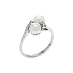 Josephs Jewelers Rings>14K White Gold Pearl and Diamond Ring